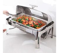 ZYJIX Scaldavivande elettrico per feste - Set di scaldavivande in acciaio inox con coperchio visibile, 13 litri commerciali per buffet e scaldavivande per mantenere il cibo caldo