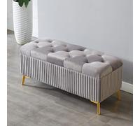 ZYJIX Sgabello Rettangolare Imbottito in Velluto per Soggiorno E Camera da Letto - Panca Moderna Ai Piedi del Letto con Contenitore Nascosto in Colore Grigio(Size:100x39x45cm,Color:Grey)