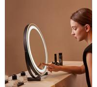 ZYJIX Specchio da Trucco Illuminato da Tavolo con Specchio da Trucco Nero Touch da 30 Cm-50 Cm con Staffa Girevole A 360 Gradi - Specchio Rotondo per Esigenze di Bellezza(Size:30cm-11.5inch)