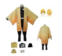 ZYJKGL Anime Cosplay Agatsuma Zenitsu Costume in uniforme Set completo con parrucca - Festa di Halloween Natale e Fumetti Mostra Set completo Outfit per adulti