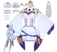 ZYJKGL Anime Emilia Cosplay Uniforma Re:Life in a Different World from Zero Costume Set completo con parrucca - Festa di Halloween e Convenzioni Anime Set Completo Outfit Adulti