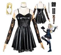 ZYJKGL Anime Misa Amane Cosplay Uniforma Death Note Gonna in pelle nera Costume Set completo con parrucca - Festa di Halloween e Convenzioni Anime Set Completo Outfit Adulti