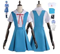ZYJKGL Anime Rei Ayanami Cosplay Uniforma Evangelion Abito Blu Costume Set Completo Con Parrucca - Festa Di Halloween E Convenzioni Anime Set Completo Outfit Adulti