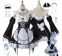 ZYJKGL Anime Rem Cosplay Uniforma Re:Life in a Different World from Zero Costume Set completo con parrucca - Festa di Halloween e Convenzioni Anime Set Completo Outfit Adulti