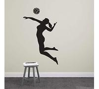 ZYkang Pallavolo Sport Stickers murali Giocatore di pallavolo Spiking Silhouette Wall Sticker Vinyl Art Home Camera da Letto Decorazione Adesivi 57X36CM