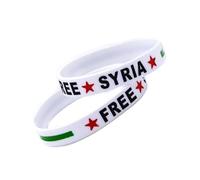 ZYKEJJDDAK 2 braccialetti in silicone Siria bandiere siriane accessori per uomini e donne che sostengono la pace cinturino in silicone, Misura unica, come descritto