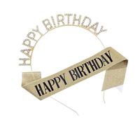 ZYKEJJDDAK 2 pz/set compleanno ragazza fascia e compleanno diademi set principessa strass fascia buon compleanno corone