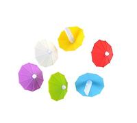 ZYKEJJDDAK 6 Pz/set Silicone Vino Vetro Identificatore Cocktail Identificatore Segno Ombrello Forma di Vetro di Vino Marcatori Titolare
