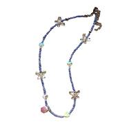 ZYKEJJDDAK Accessori moda colorato farfalla ciondolo collana punk dolce fresco perline clavicola catena estetica, 38 cm, Perline, Nessuna pietra preziosa