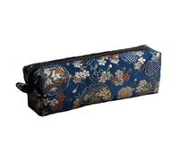 ZYKEJJDDAK Astuccio per matite con ricamo floreale anticato, grande capacità, in tessuto di cotone e lino, astuccio organizer per penne per studenti asiatici per la scuola, Broccato Verde Roccia
