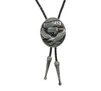 ZYKEJJDDAK Bolotie vintage in pelle con ciondolo a forma di scudo di uccellini americani in metallo per gli appassionati occidentali uomo donna in ecopelle, 100cm, Metallo