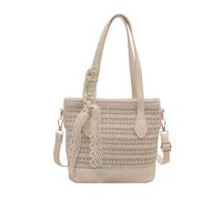 ZYKEJJDDAK Borsa da spiaggia da donna di grande capacità a tracolla alla moda borsa a tracolla in paglia Secchio semplice messaggero borsa a secchiello da donna borsa, bianco, One Size