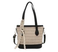 ZYKEJJDDAK Borsa da spiaggia da donna di grande capacità a tracolla alla moda borsa a tracolla in paglia Secchio semplice messaggero borsa a secchiello da donna borsa, Nero , One Size