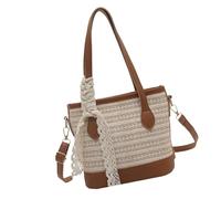 ZYKEJJDDAK Borsa da spiaggia da donna di grande capacità a tracolla alla moda borsa a tracolla in paglia Secchio semplice messaggero borsa a secchiello da donna borsa, Marrone, One Size