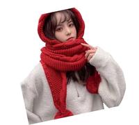 ZYKEJJDDAK Caldo cappello sciarpa lavorato a maglia con copriorecchie per donne adolescenti attività all'aperto inverno confortevole copricapo per il freddo, Rosso, Taglia unica