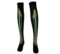 ZYKEJJDDAK Calzini scheletro guanti fosforescenti collant scheletro ginocchia calze alte costume di Halloween