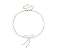 ZYKEJJDDAK Collana alla moda con ciondolo a forma di fiocco con perline di vetro, collana da donna, SizeApprox.3810cm/14.823.94, Vetro, Nessuna pietra preziosa