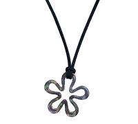 ZYKEJJDDAK Collana con ciondolo a forma di fiore cavo, collana girocollo in corda colorata, gioielli alla moda semplici, 455cm 4.4cm, Resina, Nessuna pietra preziosa