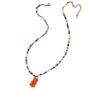 ZYKEJJDDAK Collana con ciondolo a forma di orso vivace, divertente e colorato, elegante catena alla clavicola per stile casual, SizeApprox.44.551.5cm/17.5120.27inches, Acrilico, Nessuna pietra