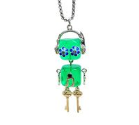 ZYKEJJDDAK Collana con ciondolo a forma di robot multifunzione, stile vintage, mobile, da indossare tutti i giorni, SizeApprox.2.5x6cm/0.98x2.36inches, Catena in acciaio inossidabile in resina