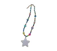 ZYKEJJDDAK Collana con ciondolo a forma di stella con perline colorate e ciondolo a forma di stella, gioiello da donna, 3.9x3.9in, Mi Zhu, Nessuna pietra preziosa