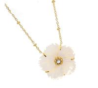ZYKEJJDDAK Collana con perle alla moda e robusta lega di fiori, accessorio da donna, adatto per vari abiti, 9.75x1.95in, lega, perla, Nessuna pietra preziosa