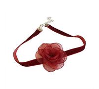 ZYKEJJDDAK Collana da donna in pizzo nero e rosso, alla moda, stile gotico, elasticizzato, con rose, per anniversario, 7.41x2.73in, filato di seta, Nessuna pietra preziosa