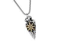 ZYKEJJDDAK Collana da uomo alla moda con ciondolo in oro antico con rune vichinghe con corda in pelle regolabile, design casual quotidiano