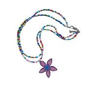 ZYKEJJDDAK Collana girocollo con catena a doppio strato con ciondolo a forma di fiore, collana per clavicola, gioielli per feste da donna, 42 cm, Mi Zhu, Nessuna pietra preziosa