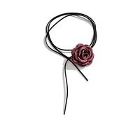 ZYKEJJDDAK Collana girocollo da donna con ciondolo a forma di rosa in velluto nero gotico, elegante intreccio annodato con fiocco, catena regolabile, 145cm, velluto, Nessuna pietra preziosa
