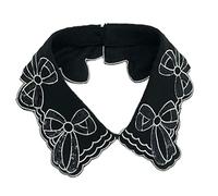 ZYKEJJDDAK Collana girocollo da donna con ricamo finto con paillettes, modello Bowknot staccabile, tinta unita, 42 cm, filato di poliestere