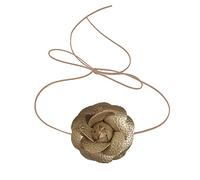 ZYKEJJDDAK Collana girocollo in metallo liquido con fiore lungo in pizzo, gioiello da matrimonio, per donne e adolescenti, 4.68x3.9in, Panno, Nessuna pietra preziosa