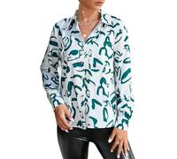 ZYKEJJDDAK Donna Turn Down Neck Button Down Camicia Manica Lunga Casual Risvolto Colletto Lavoro Camicette Top Femminile Streetwear Womens Button Down Camicia, Verde, XL