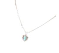 ZYKEJJDDAK Elegante collana con ciondolo a doppio cuore con pietra di luna, da donna, lunghezza regolabile, stile casual, 455, Metallo, Nessuna pietra preziosa