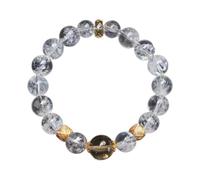 ZYKEJJDDAK Elegante cristallo bianco e perle di citrino accessori da polso gioielli per riunioni di lavoro portafortuna, 10 mm, come descritto