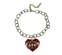 ZYKEJJDDAK Elegante gioiello cubano da donna, lunghezza regolabile, con ciondolo a forma di cuore, collana alla moda, Size Approx.4312cm/16.934.72inch, Metallo, Nessuna pietra preziosa