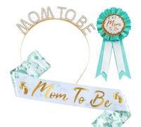 ZYKEJJDDAK Fascia per capelli per baby shower, decorazione per feste con scritta "Mom To Be", fascia per capelli con strass e scritta "Mom To Be"