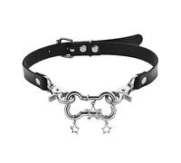ZYKEJJDDAK Fashion Trend PU pelle collana collana a catena clavicola temperamento semplice grande osso ciondolo stella cinque punte