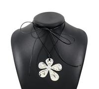 ZYKEJJDDAK Flower Designs Collana girocollo alla moda a forma di cuore catene a forma di clavicola irregolari spirali collane per costume, 4.68x3.12in, Lega + corda cerata, Nessuna pietra preziosa