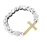 ZYKEJJDDAK Gioielli da polso espandibili con intricato ciondolo religioso e perline in lega, adatti per lo stile quotidiano gioielli elastici alla moda, Misura unica, come descritto