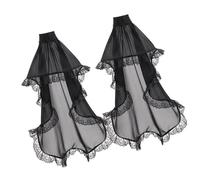 ZYKEJJDDAK Guanti lunghi in tulle vittoriano da donna maniche in chiffon staccabili per feste di nozze rinascimentali accessori per costumi in rete pura coperture per braccia, Nero , Taglia unica