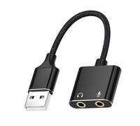 ZYKEJJDDAK Plug and Play - Adattatore USB a scheda audio stereo esterna USB da 3,5 mm, per microfono professionale e cuffie, adattatore esterno