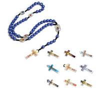 ZYKEJJDDAK Rosario cattolico con ciondolo alla moda, collana con perline, gioielli per donne, uomini e ragazze, 6.63x2.34in, Plastica, Nessuna pietra preziosa