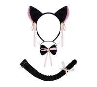 ZYKEJJDDAK Set costume per gatti, orecchie, coda, bowite, tutù, gonna, animale, kit di accessori per bambini e ragazze, per Halloween