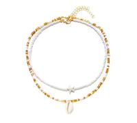 ZYKEJJDDAK Set di 2 collane fatte a mano a doppio strato con perline a forma di stella marina, ideali per gli amanti della natura e festival musicali, 9cm x 6cm x 1cm, Mi Zhu, Nessuna pietra preziosa