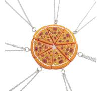 ZYKEJJDDAK Set di collana/portachiavi per amanti della pizza, alla moda, in resina, gioielli da collo/portachiavi per alimenti, 7.41x5.07in, lega di resina, Nessuna pietra preziosa
