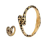 ZYKEJJDDAK Set di gioielli alla moda con motivo leopardato e anelli, alla moda, da donna, accessorio in lega per gli amanti della moda e per feste
