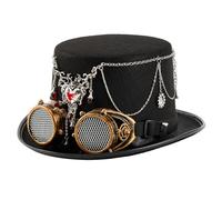 ZYKEJJDDAK Stile punk vittoriano cappello funzionale costume ingranaggio dettaglio estetica e oculare regolabile per abbigliamento da palcoscenico cappello con occhiali