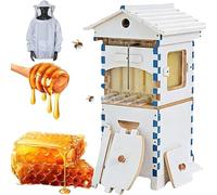 ZyKnaurral Kit di Avviamento per Arnia Self-Flow Hive, Kit Completo per Arnia in Pino con Telaini E Fogli Cerei, per Apicoltori Principianti | Kit per Apicoltura Facile da Assemblare