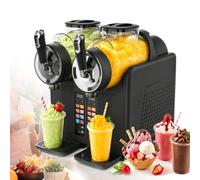 ZyKnaurral Macchina per Granita E Gelato Soft,Granitore per Granite Slushie Machine Commerciale, 2×2l, 7 Programmi Preimpostati Adatto per Preparare Gelati, Frullati, Milkshake E Margarita Black
